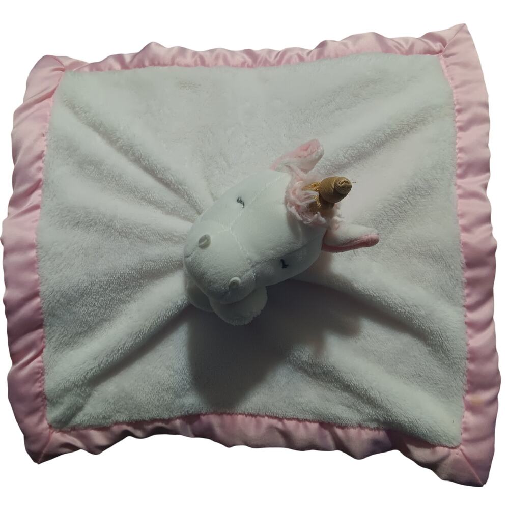 Unicorn lovey Lovy Carter's White Materlial lined w Pink Edging 2016